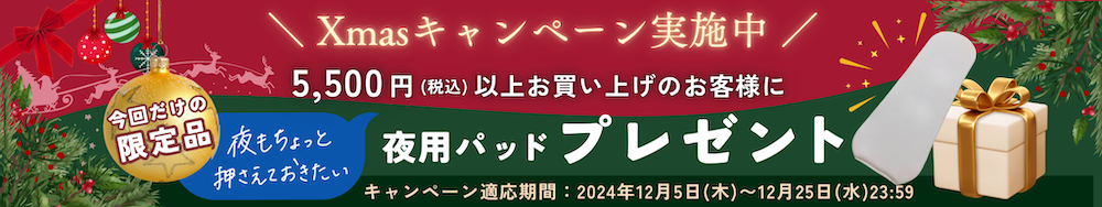 Xmasキャンペーン実施中 夜用フォルダープレゼント