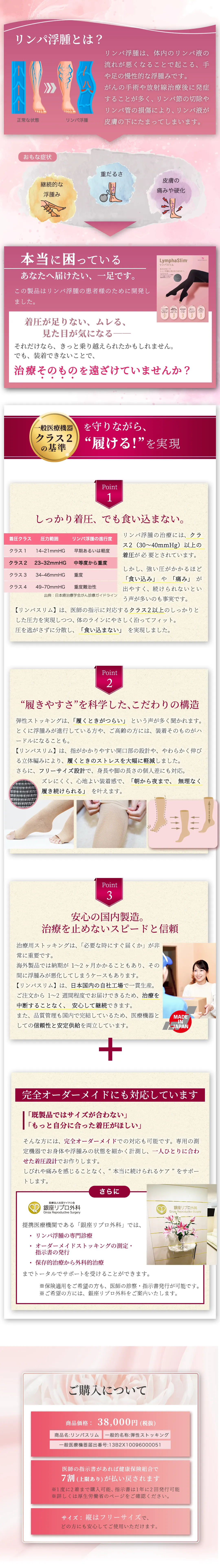 医療用弾性ストッキング【リンパスリム】：リンパ浮腫の治療・予防のための着圧ストッキング